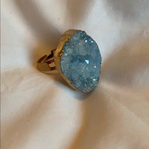 Aqua & Gold Rock Stone Ring